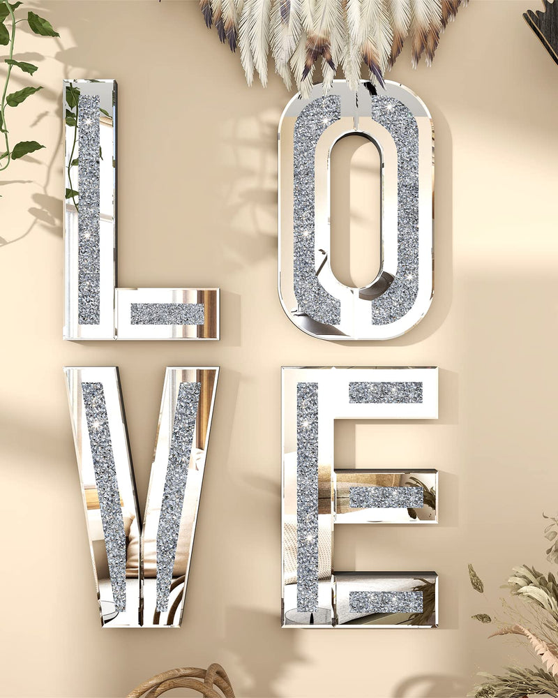 Crushed Diamond Wall Decor Large Size Crystal Mirror Set