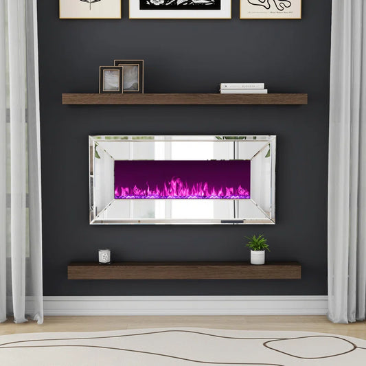 Riggleman Mirrored Wall Mounted Electric Fireplace with Remote Control
