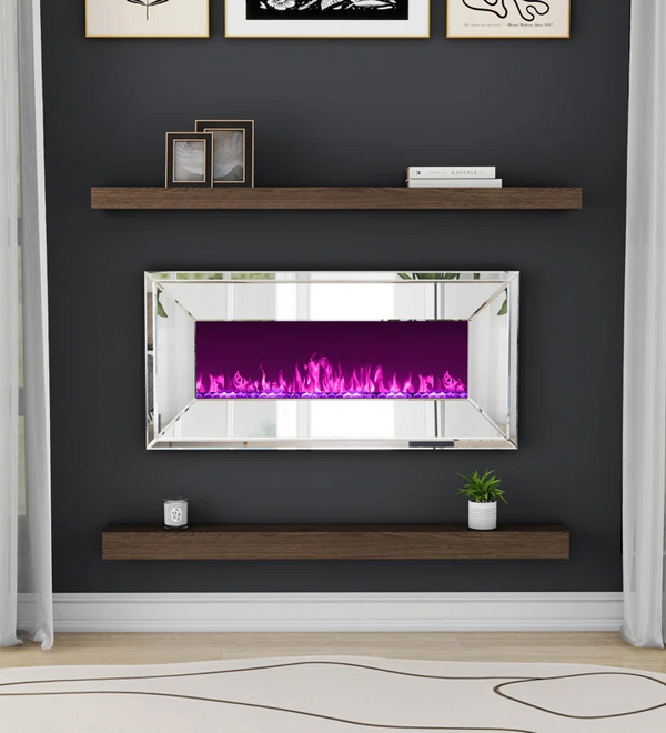 Riggleman Mirrored Wall Mounted Electric Fireplace with Remote Control