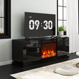 Black Electric Fireplace 63" TV Stand