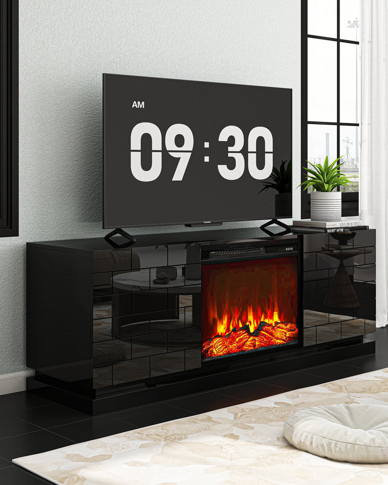 Modern TV Stand with Electric Fireplace, 63