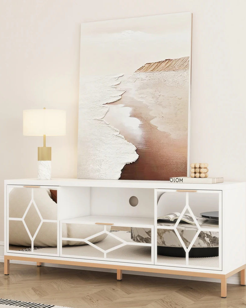 SHYFOY  Modern Wood TV Stand Media Console