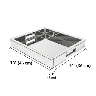 SHYFOY Mirror Glam Tray Bathroom Desktop Storage Tray, Silver Vanity Tray