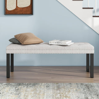 Velvet Upholstered Bench -White