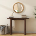 Walnut Marble Console Table Entryway Table with Fluted Base