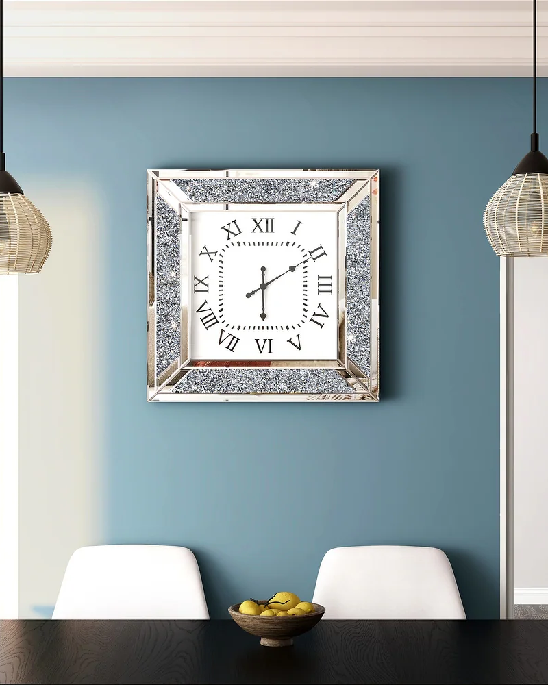 SHYFOY Crushed Diamond Inlay Mirrored Large Clock