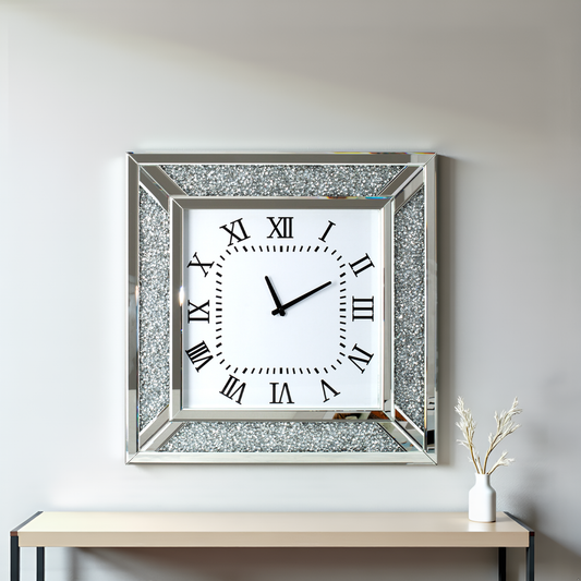 SHYFOY Crushed Diamond Inlay Mirrored Large Clock