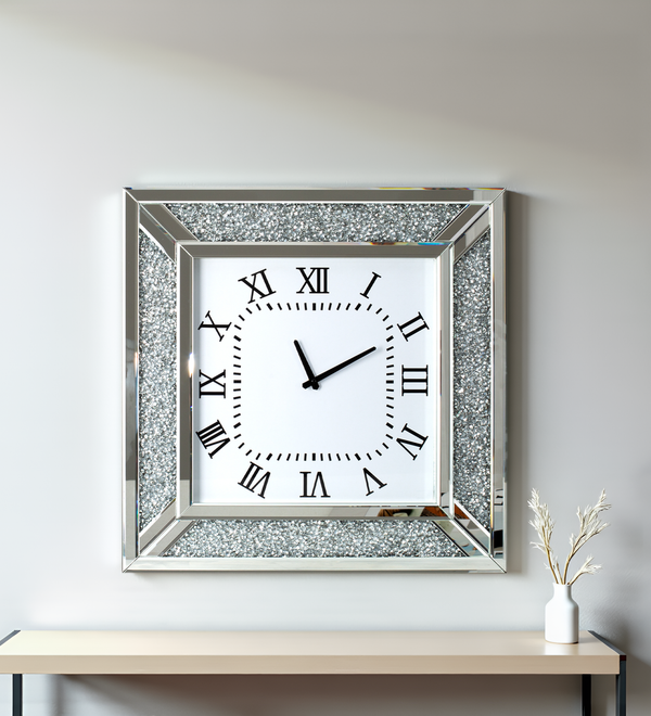 SHYFOY Crushed Diamond Inlay Mirrored Large Clock