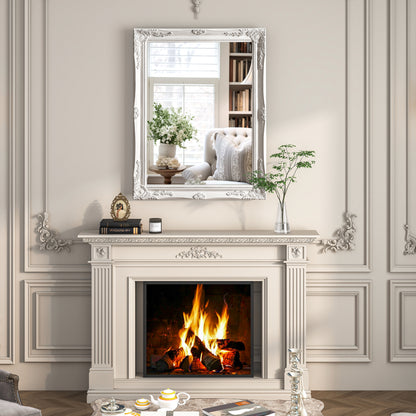 Antique White Ornate Wall Mirror