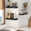 Black Set of 3 Mirrored Glass Floating Shelves