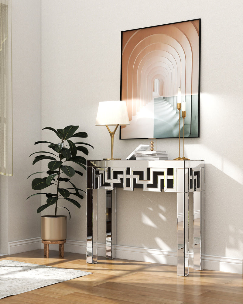 SHYFOY Modern Grecian Venetian Mirrored Console Table