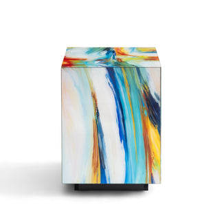 22'' Abstract Art Graffiti Glass End Table