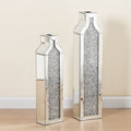 SHYFOY Tall Crushed Diamond Mirrored Floor Vases,Set of 2