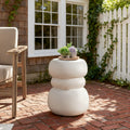 Modern Outdoor Side Table, Sculptural Patio Accent Table, White Concrete Look