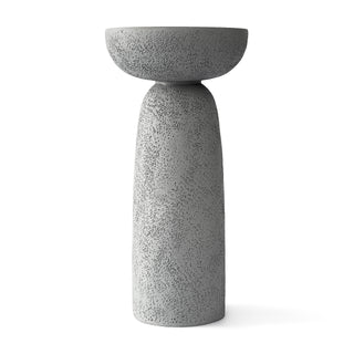 Grey Travertine Stone Finish End Table Accent Side Table