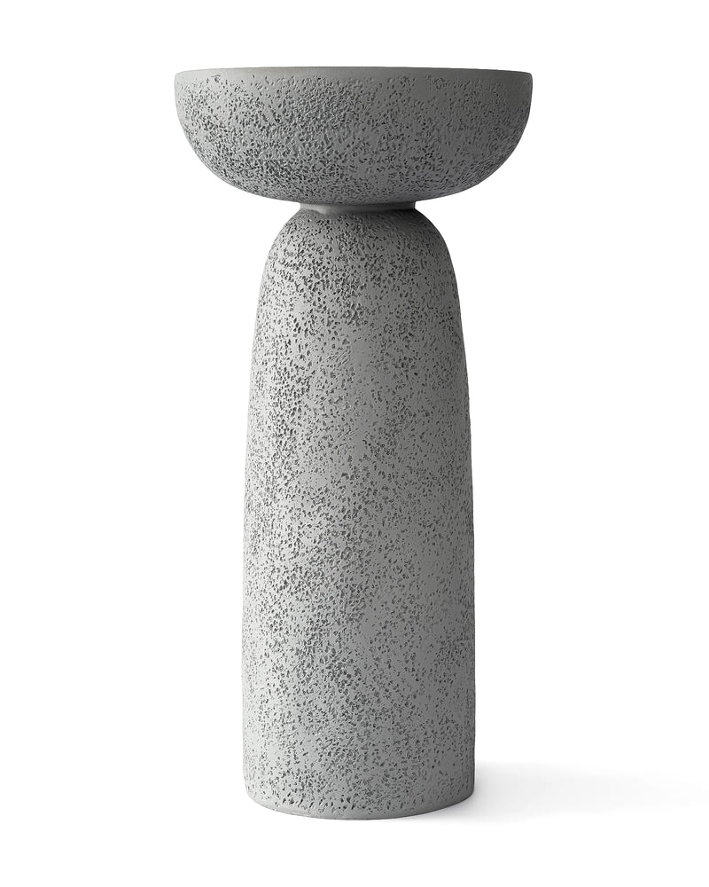 Grey Travertine Stone Finish End Table Accent Side Table