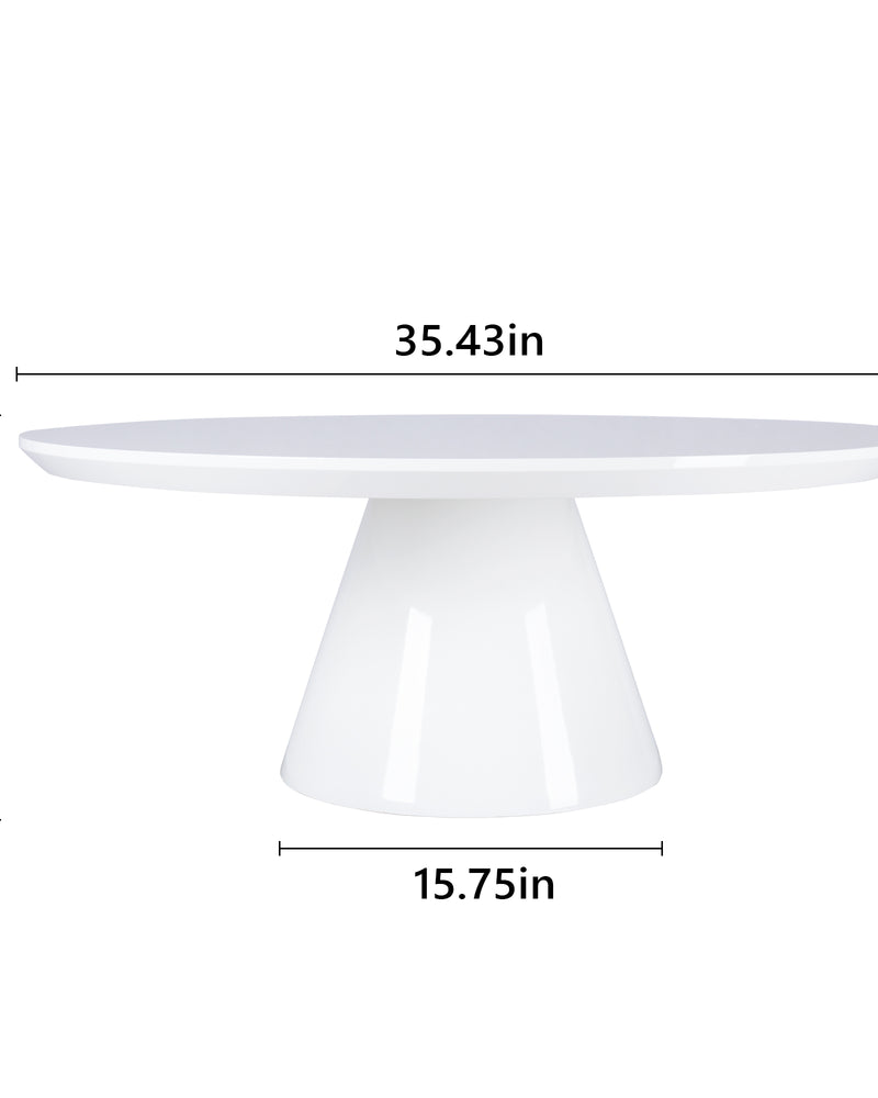 White Modern Round Coffee Table with Cone