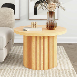 Pedestal Wood Round Coffee Table with Solid Wood Circle Pedestal Table