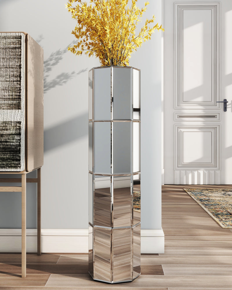 Tall Silver Big Vase for Decor Living Room Decorative Large Vase