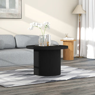 Pedestal Wood Round Coffee Table with Solid Wood Circle Pedestal Table - 23.6" x 15.7"