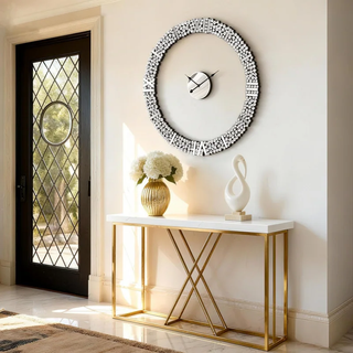 Foldable-Frame Round Wall Clock Adorned with Crystals