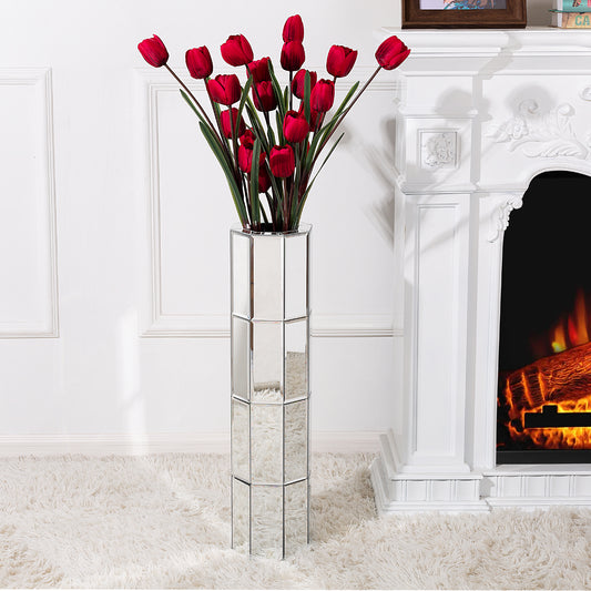 Tall Silver 28 inch Big Vase for Decor Living Room Decorative Large Vase