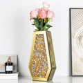 Glod  Crushed Diamond Vase Large Mirrored Flower Vases Home Decor