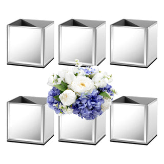 Set of 6 Modern Mirrored Cube Vases