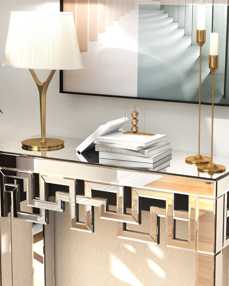 SHYFOY Modern Grecian Venetian Mirrored Console Table