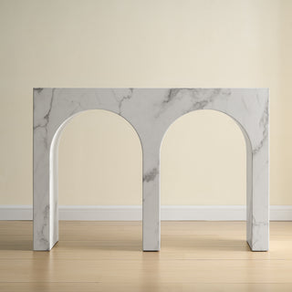 43" White Marble Console Table