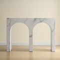 Modern Hallway Console Table in Faux Marble Finish