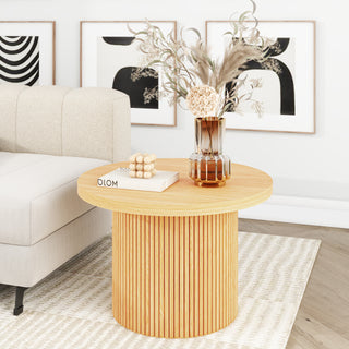 Pedestal Wood Round Coffee Table with Solid Wood Circle Pedestal Table