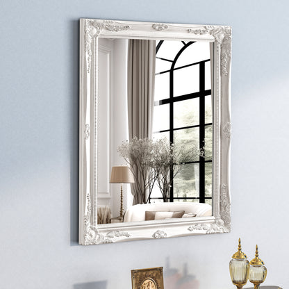Antique White Ornate Wall Mirror