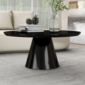 Black Modern Round Coffee Table with Cone-Shaped Base