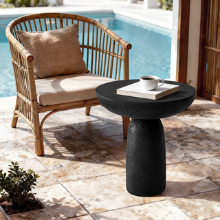 Black Round Side Table End Table