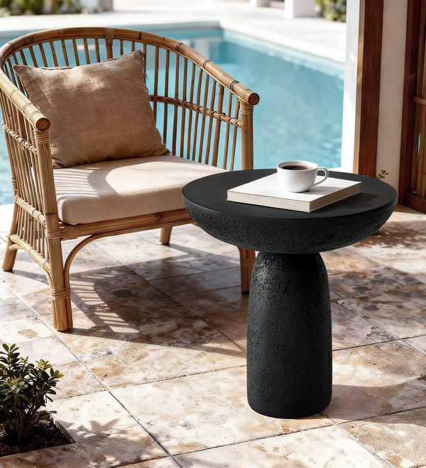 Black Round Side Table End Table
