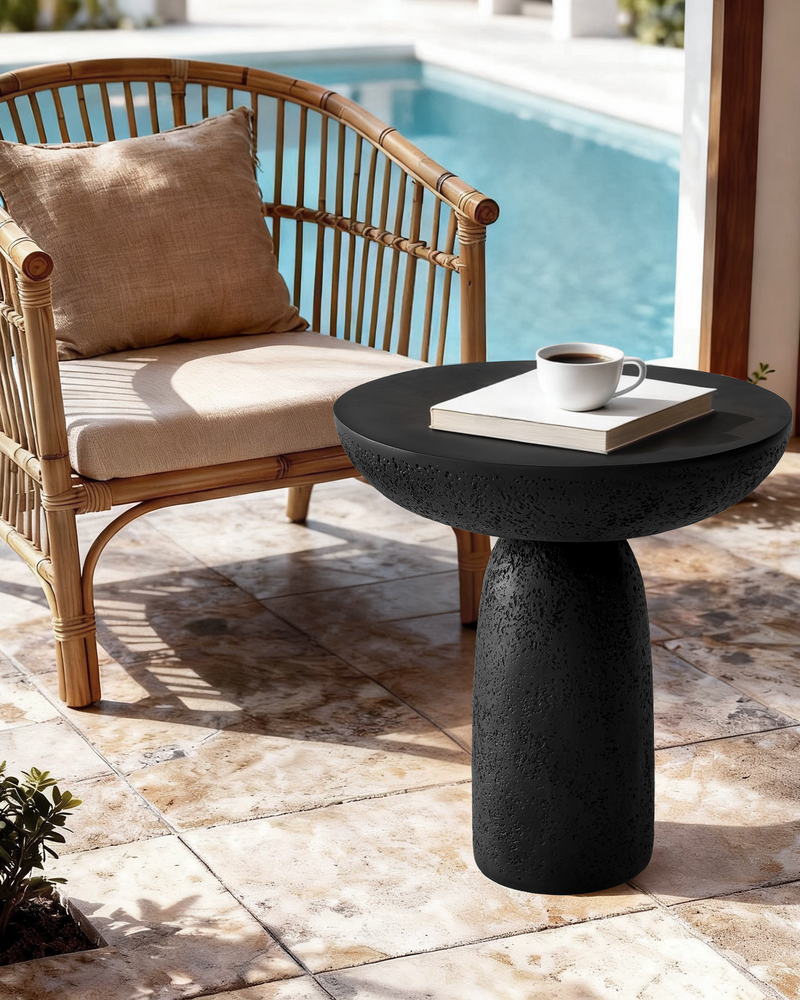 Black Round Side Table End Table