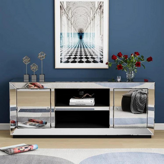 SHYFOY Glam TV Stand Media Console Mirrored Finish - 59"