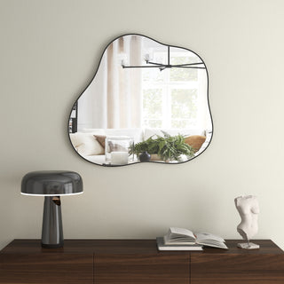 Black Asymmetrical Wall Mirror Cloud-Shaped Accent Mirror