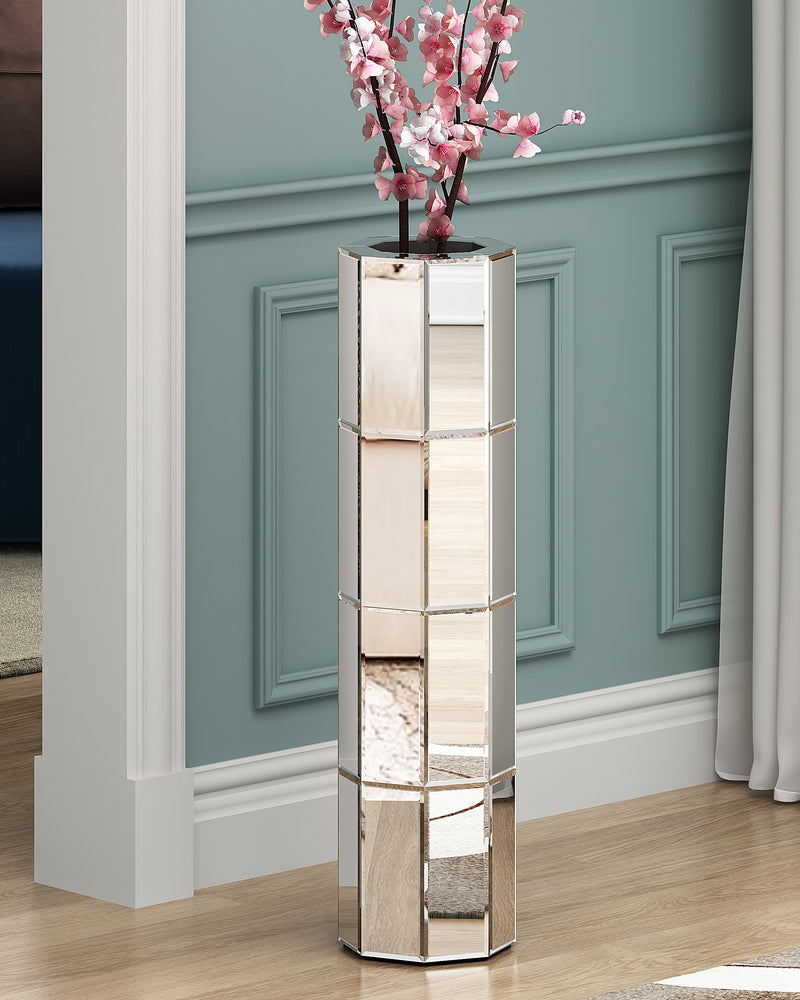 Tall Silver Big Vase for Decor Living Room Decorative Large Vase