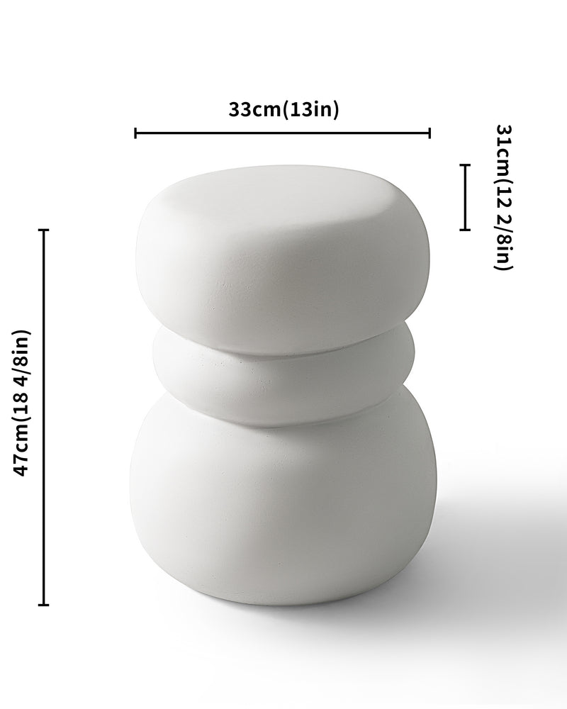 Modern Outdoor Side Table, Sculptural Patio Accent Table, White Concrete Look