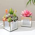 Set of 6 Bling Mirrored Square Glass Vases