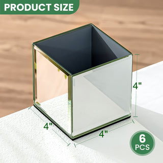 Set of 6 Modern Mirrored Cube Vases