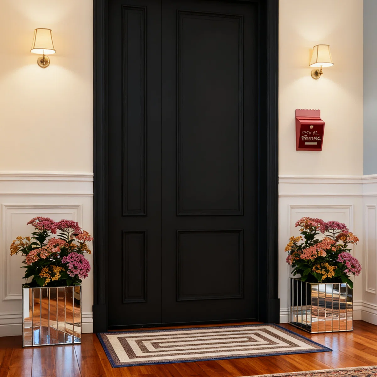 13.78" Handmade Planter Box Mirrored Glass Decor