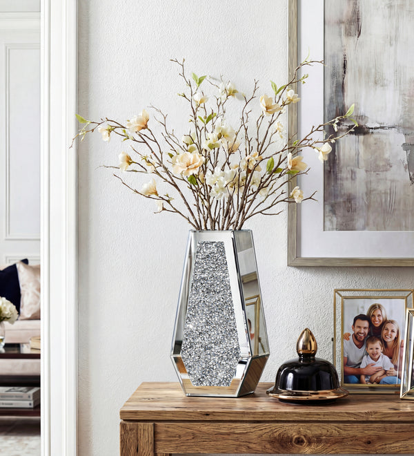 Modern Crystal Decorative Mirror Vases Stunning Luxury Flowers Home Decor Silver