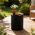 Black Modern Cylinder Side Table Minimalist Outdoor End Table