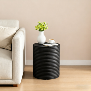 Black Modern Cylinder Side Table Minimalist Outdoor End Table