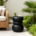 Black Concrete Side Table Unique Sculptural End Table, 19” Tall Handmade Cement Accent Table