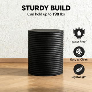 Black Modern Cylinder Side Table Minimalist Outdoor End Table