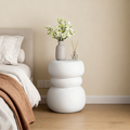 Modern Outdoor Side Table, Sculptural Patio Accent Table, White Concrete Look